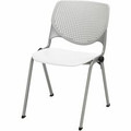 KFI Stacking Chair - Polypropylene Seat Material - Polypropylene Back Material - Steel Frame Material - Four-legged Base - Light Gray, White - 1 Each