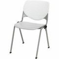 KFI Stacking Chair - Polypropylene Seat Material - Polypropylene Back Material - Steel Frame Material - Four-legged Base - White, Light Gray - 1 Each