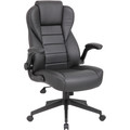 Boss Executive LeatherPlus Chair - Black Seat Color - Vinyl Seat Material - Black Back Color - Vinyl Back Material - High Back - 5-star Base - Armrest - 1 / Carton