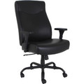 Lorell Big & Tall Executive High-Back Chair With Adjustable Arms - Black Seat Color - Bonded Leather Seat Material - Black Back Color - Bonded Leather Back Material - High Back - 5-star Base - Armrest - 1 Each
