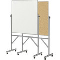 Ghent Reversible Cork Bulletin Board/Non-Magnetic Whiteboard with Aluminum Frame - 36" (3 ft) Width x 48" (4 ft) Height - Natural White Surface - Aluminum Frame - Eraser Included - 1 / Carton