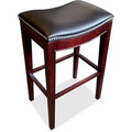 Holland Bar Stools Stool 3210 Lynn Saddle Bar Stool - Black Seat Color - Vinyl, Foam Seat Material - Espresso Frame Color - Four-legged Base - 2 / Carton