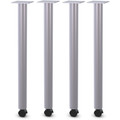 Lorell Tabletop Post Legs - 27.8" Height x 1" Width x 2" Depth, x 2" Diameter Caster - Material: Steel - Finish: Gray - 4 / Set