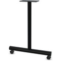 Lorell Tabletop Wheeled T-Leg Base - 27.8" Height, x 2" Diameter Caster - Material: Tubular Steel - Finish: Black - 2 / Set