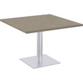 Special-T Sienna Cafe Table - Brown Square Top - Powder Coated, Metallic Silver Base - 36" Table Top Width x 36" Table Top Depth x 1.25" Table Top Thickness - Assembly Required - High Pressure Laminate (HPL), Particleboard Top Material - 1 Each