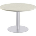 Special-T Sienna Bar-height Cafe Table - Brown Round Top - Powder Coated, Metallic Silver Base - 1.25" Table Top Thickness x 36" Table Top Diameter - Assembly Required - High Pressure Laminate (HPL), Particleboard Top Material - 1 Each
