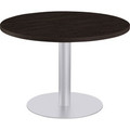 Special-T Sienna Bar-height Cafe Table - Brown Round Top - Powder Coated, Metallic Silver Base - 1.25" Table Top Thickness x 36" Table Top Diameter - Assembly Required - High Pressure Laminate (HPL), Particleboard Top Material - 1 Each
