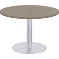 Special-T Sienna Cafe Table - Brown Round Top - Powder Coated, Metallic Silver Base - 1.25" Table Top Thickness x 36" Table Top Diameter - 29" Height - Assembly Required - High Pressure Laminate (HPL), Particleboard Top Material - 1 Each