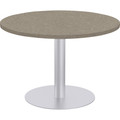 Special-T Sienna Cafe Table - Brown Round Top - Powder Coated, Metallic Silver Base - 1.25" Table Top Thickness x 36" Table Top Diameter - 29" Height - Assembly Required - High Pressure Laminate (HPL), Particleboard Top Material - 1 Each