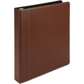 Samsill Contrast Stitch Leather Ring Binder - 1" Binder Capacity - Letter - 8 1/2" x 11" Sheet Size - 200 Sheet Capacity - Fastener(s): Round Ring - Pocket(s): 2, Internal - Bonded Leather, LeatherGrain - Tan - Durable, Spine, Rivet - 1 Each