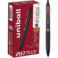 uniball&#8482; 207 Plus+ Gel Pen - 0.7 mm Medium Pen Point - Retractable - Red Ink - Gel-based, Nanofiber Ink - Black Metal Barrel - 1 Dozen