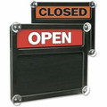 Headline Signs OPEN / CLOSED Letterboard Sign - Print/Message "Open/Closed" - 15" Width x 13" Depth - Rectangular Shape - Double Sided - Ultra Thin, Lightweight - Plastic - Black, Red, White - 1 Each