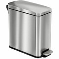 HLS Commercial Fire-Rated Soft Step Trash Can - 3 gal Capacity - Pedal Control, Durable, Smooth, Lid Closure, Fingerprint Proof, Fire Retardant, Removable Inner Bin, Handle - 13.8" Height x 6.5" Width - Stainless Steel - Silver - 1 Each