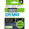 Dymo D1 Self Adhesive Tape Cassette - 15/32" Width - Rectangle - Thermal Transfer - Glossy - Transparent, White - 1 Each