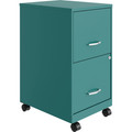 LYS Mobile File Cabinet - 14.3" Width x 18" Depth x 26.5" Height - 2 x Drawer(s) for File, Document - Letter - Vertical - Glide Suspension, Locking Drawer, Mobility, Pull Handle - Teal - Baked Enamel - Steel - Recycled - Assembly Required
