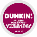 Dunkin'&reg; K-Cup Falling for Maple Artificially Maple Flavored Coffee - Compatible with Keurig Brewer - Medium - K-Cup - Maple, Arabica - 22 / Box