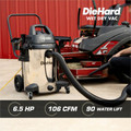 DieHard 16-Gallon 6.5 HP Pro Series Wet/Dry Vacuum - 16 gal - Squeegee, Hose, Wand, Filter, Crevice Tool, Pick-up Tool, Floor Tool - Wet Surface, Dry Surface - 35 ft Cable Length - 8 ft Hose Length - Stainless Steel