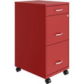 NuSparc Mobile File Cabinet - 14.2" Width x 18" Depth x 29.5" Height - 3 x Drawer(s) for File, Box - Letter - Mobility, Locking Drawer, Glide Suspension, 3/4 Drawer Extension, Cam Lock, Nonporous Surface - Red - Painted Steel - Recycled