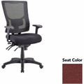 Lorell Multifunctional Mesh High-back Exec. Chair - Fuse Carmine Seat Color - Mesh Back Material - High Back - 1 Each