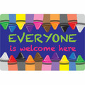 Ashley Smart Poly Original Fun Welcome Mat - Classroom, Floor, Student - 15.50" Length x 23.50" Width - Everyone is Welcome Here, Crayons - Multicolor - 1 Each