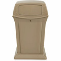 Rubbermaid Commercial Ranger Waste Container - Hinged Lid - 45 gal Capacity - For Outdoor - Durable, Hinged Door, Weighted Base - 27.6" Height x 19.5" Width x 19.5" Depth - Resin, Metal - Beige - 1 Each