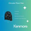 Kenmore 20" Circular Fan - 3 Speed - Quiet Operation - Black