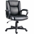 Lorell SOHO Mid-back Chair - Mid Back - Black - PU Leather - Armrest - 1 Each