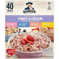 Green Rabbit Quaker Instant Oatmeal Fruit&Cream - Low Calorie, Preservative-free, Low Fat, No Artificial Flavor - Assorted - 1.05 oz - 40 / Carton