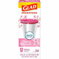 Glad Odorshield Cherry Blossom Trash Bags - Cherry Blossom - Small Size - 4 gal Capacity - 18" Length x 17" Width - Drawstring Closure - Pink - Garbage, Kitchen, Bedroom, Bathroom - 34/Box - 6 / Carton