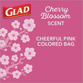 Glad Odorshield Cherry Blossom Trash Bags - Cherry Blossom - Small Size - 4 gal Capacity - 18" Length x 17" Width - Drawstring Closure - Pink - Garbage, Kitchen, Bedroom, Bathroom - 34/Box - 6 / Carton