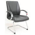 Lorell Pike Executive Guest Chair - Low Back - Cantilever Base - Black - Polyurethane - Armrest - 1 Each
