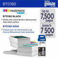 Brother Genuine BTD180BK High Yield Black Ink Bottle - Inkjet - Black - 7500 Pages Black - 108 mL - High Yield
