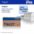 Brother TN637C Original Ultra High Yield Laser Toner Cartridge - Cyan Pack - 10,000 pages