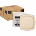 Dart 8" Square Fiber Plates - Salad, Commercial, Food, Catering - Microwave Safe - Oven Safe - Natural - Fiber Body - Square - 4 / Carton