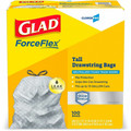 Glad ForceFlex Tall Kitchen Trash Bags - Lightly - 13 gal Capacity - 0.72 mil (18 Micron) Thickness - Drawstring Closure - White - Plastic - Kitchen, Garbage - 1 Carton