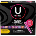 U by Kotex Click Compact Tampons - Regular - Anti-leak, Fragrance-free, Comfortable - 16 / Box