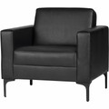 Lorell Soft-Seating Club Chair with Power Charging - Black - Vinyl - 1 / Each