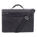 Milestone Briefcase, Fits Devices Up To 15.6", Leather, 5 X 5 X 12, Black