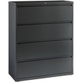 Lorell Fortress Series Lateral File - 42" Width x 18.6" Depth x 52.5" Height - 4 x Drawer(s) - Legal, Letter, A4 - Lateral - Rust Proof, Leveling Glide, Interlocking, Reinforced, Hanging Rail - Charcoal - Baked Enamel - Steel - Recycled