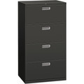 HON Brigade 600 H674 Lateral File - 53.3" Height x 30" Width x 18" Depth - 4 - Finish: Charcoal - 1 Each