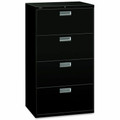 HON Brigade 600 H674 Lateral File - 53.3" Height x 30" Width x 18" Depth - 4 - Finish: Black - 1 Each