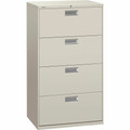 HON Brigade 600 H674 Lateral File - 53.3" Height x 30" Width x 18" Depth - 4 - Finish: Light Gray - 1 Each