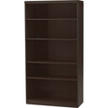 Safco Aberdeen Series 5-Shelf, Bookcase - 68.8" Height x 36" Width x 12" Depth - 5 Shelve(s) - Material: Medium Density Fiberboard (MDF), Laminate - Finish: Mocha - Adjustable Shelf, Cable Management, Grommet, Leveler - 1 Each