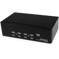 StarTech.com 4-Port Dual DVI USB KVM Switch with Audio and USB 2.0 Hub - 4 Computer(s) - 1 Local User(s) - QXGA - 2048 x 1536 - 8 x USB - 10 x DVI - Desktop - TAA Compliant