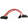 StarTech.com 12in Micro SATA to SATA with SATA Power Adapter Cable - F/F - 12" SATA Data Transfer Cable - First End: 1 x Micro SATA - Female - Second End: 1 x 7-pin SATA - Female, 1 x SATA - Female - Red - 1 Each