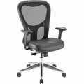Lorell Elevate Mesh Mid-Back Office Chair - Black Seat Color - Leather Seat Material - Aluminum Frame Material - 5-star Base - 1 Each