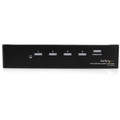 StarTech.com 4 Port DVI Video Splitter with Audio - 1920 x 1200 - 32.81 ft Maximum Operating Distance - Audio Line In - Audio Line Out - DVI In - DVI Out - Aluminum - Black - TAA Compliant