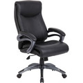 Lorell Executive High-Back Chair with Gun Metal Base - Black Seat Color - Leather Seat Material - 5-star Base - 1 Each