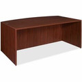 Lorell Essentials Series Bowfront Desk Shell - 29.5" Height x 70.9" Width x 41.4" Depth x 1" Thickness - Finish: Laminate, Mahogany - Grommet, Modesty Panel, Durable, Adjustable Feet - 1 Each
