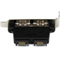 StarTech.com 2 Port Low Profile SATA to eSATA Plate Adapter - F/M - 2 x 7-pin SATA Female - 2 x 7-pin eSATA Male - Black - 1